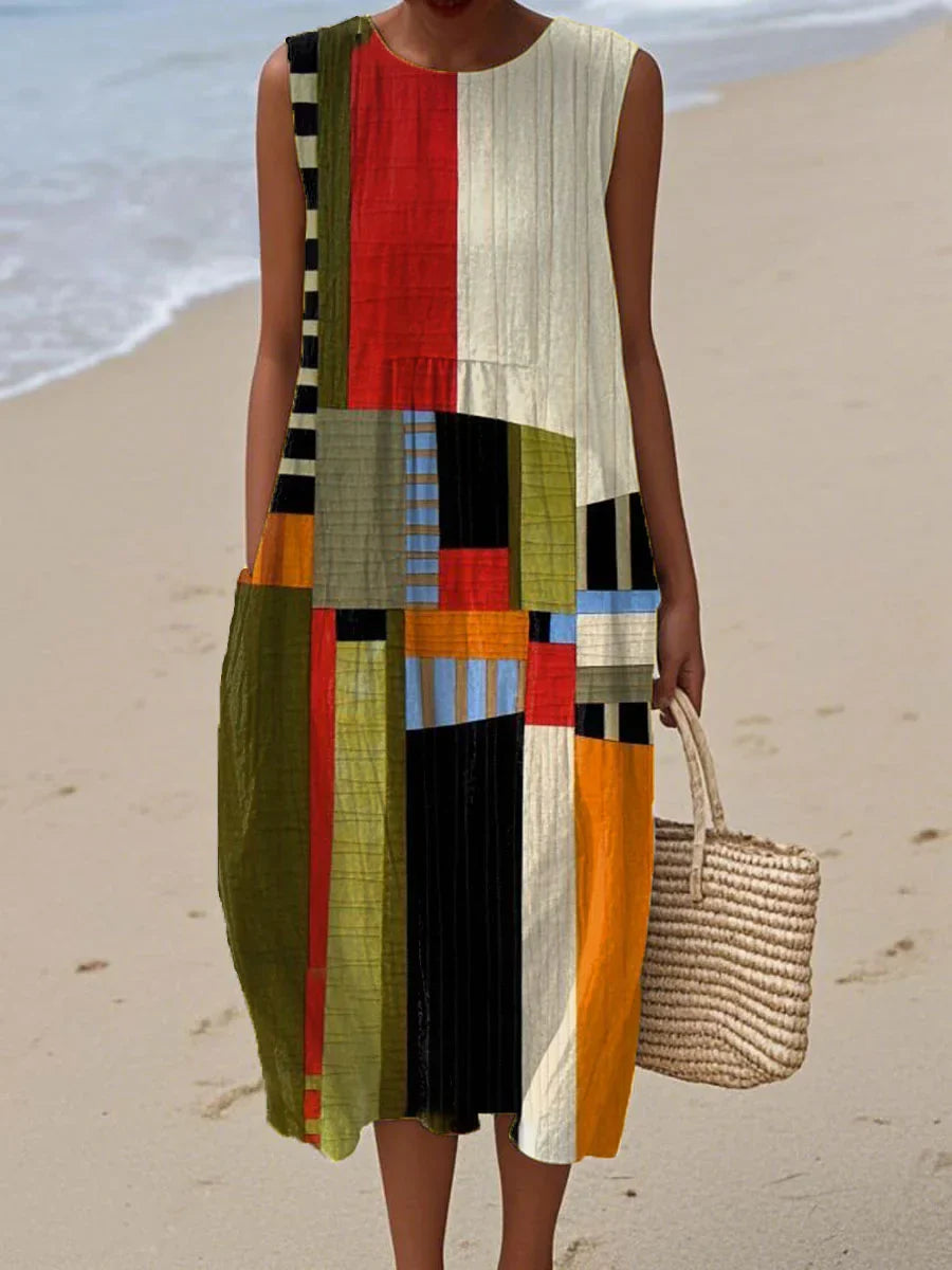Candice | Elegant Geometric Print Dress