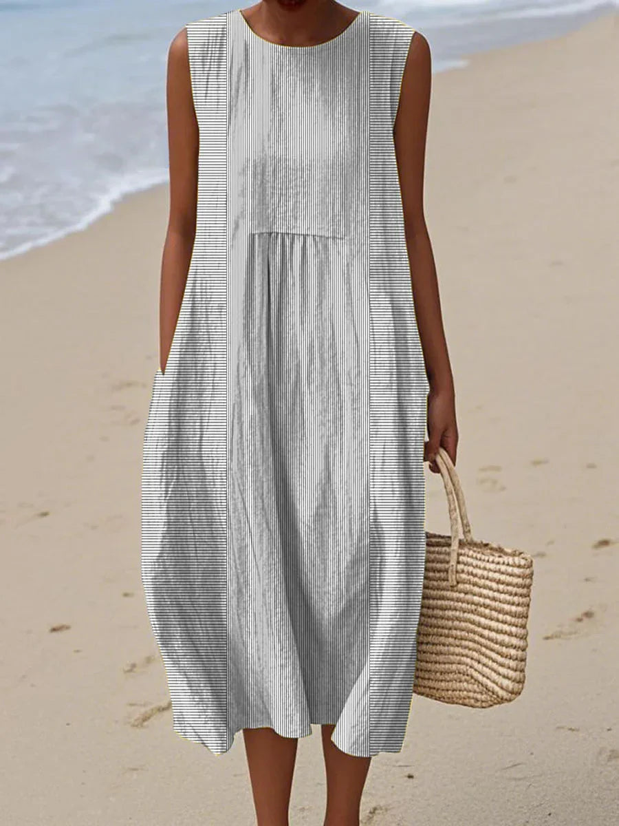 Helen | Elegant Stripe Print Dress