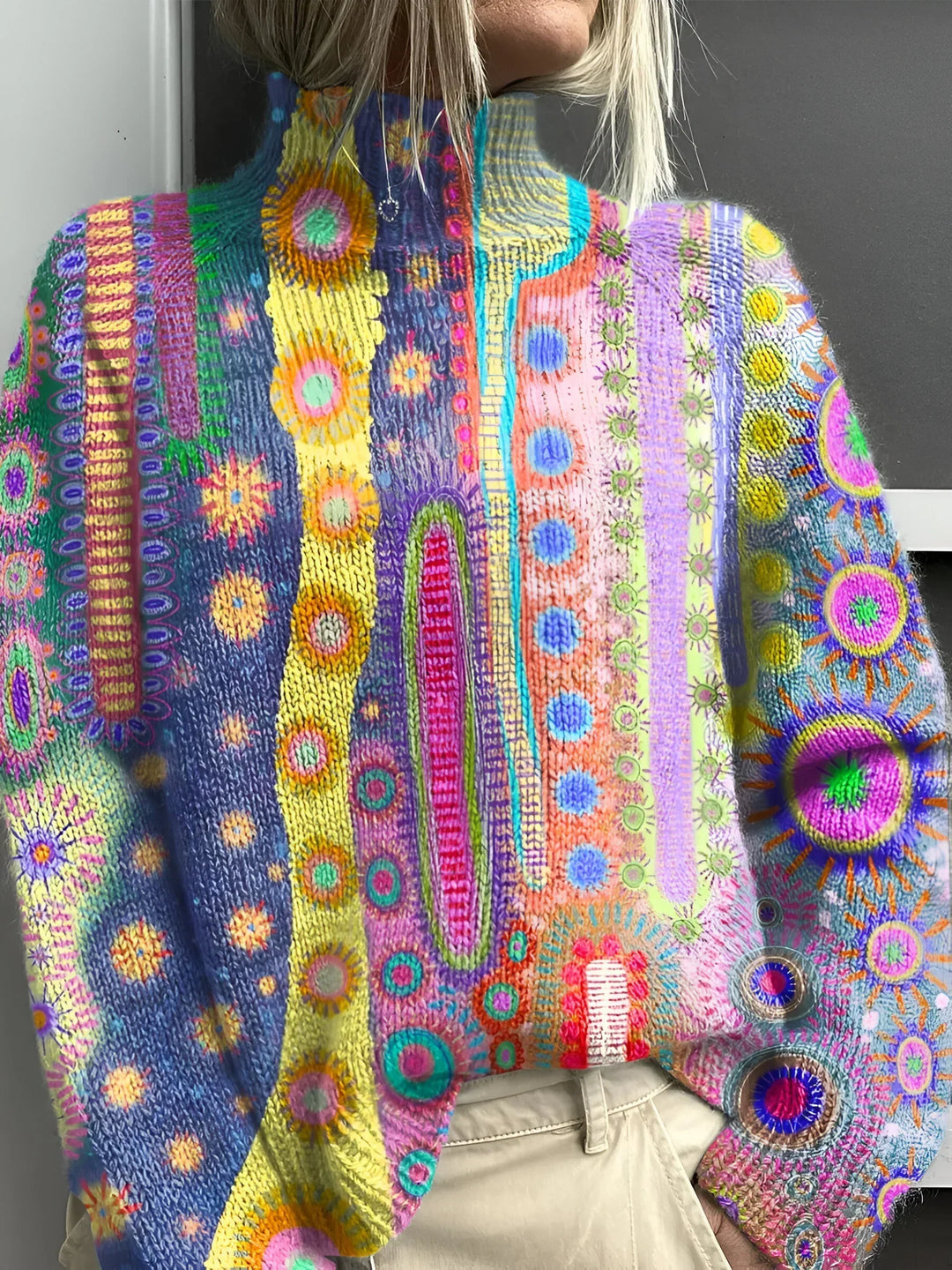Hermine™ | Colorful Knit Turtleneck Sweater