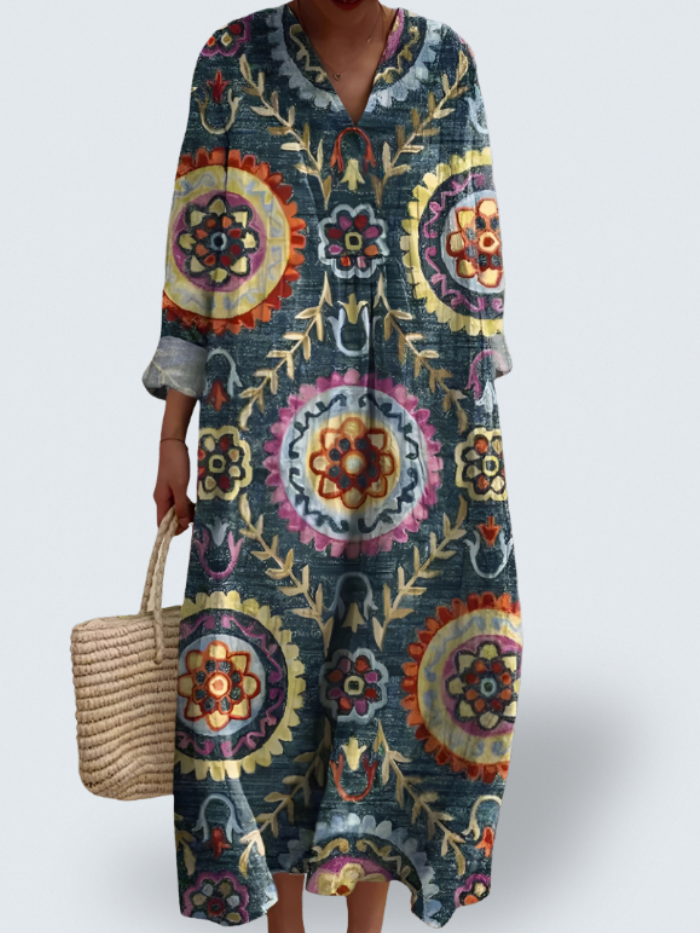 Seraphina – Mandala Floral Midi Dress for Women