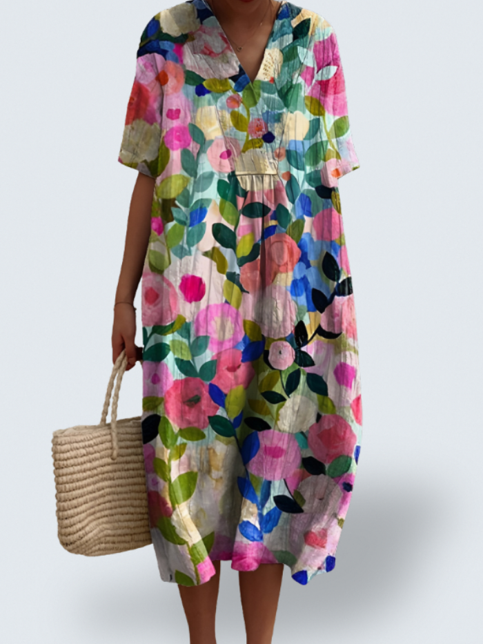 Maelia – Bloomlight V-Neck Garden Dress