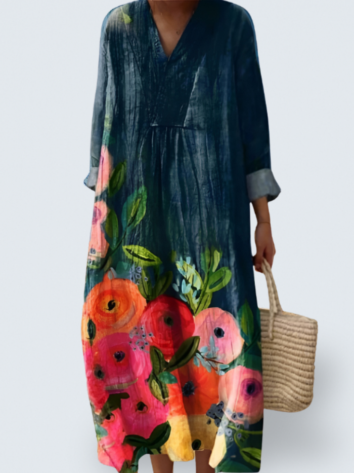 Zalia – Artistic Bloom Kaftan Dress