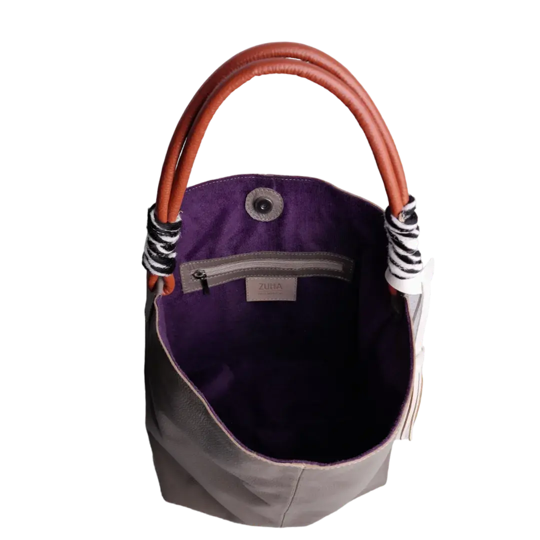 Leah Taupe Leather Handbag for Women