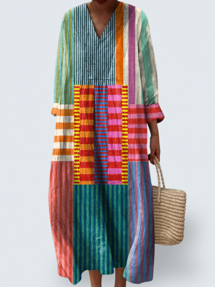 Solvina – Multicolor Artisan Cotton Dress for Women