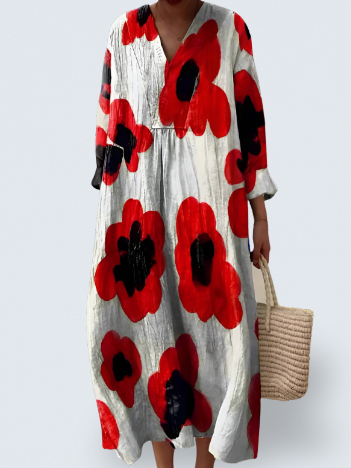 Mirella – Scarlet Bloom Midi Dress