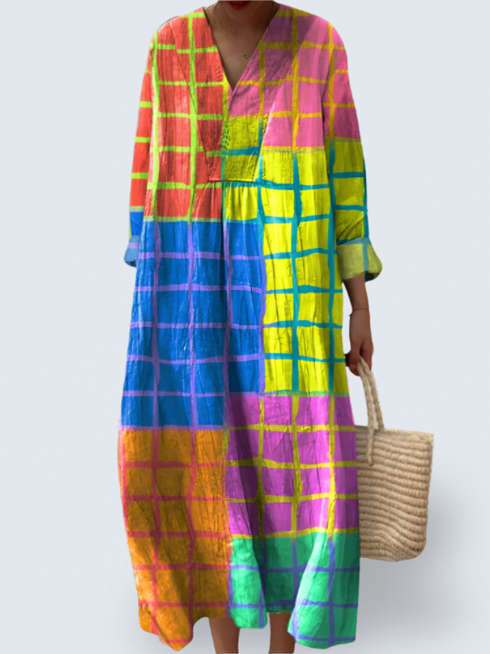 Aurora – Vibrant Patchwork Dress for Women