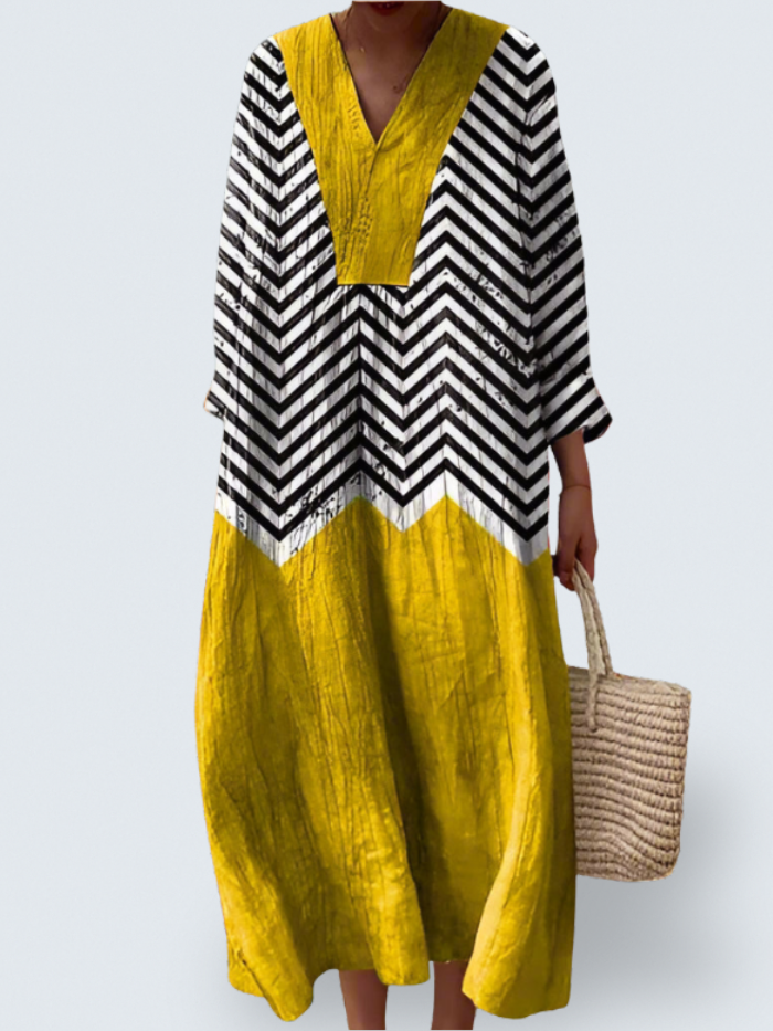 Nayora – Graphic Contrast Maxi Dress for Women