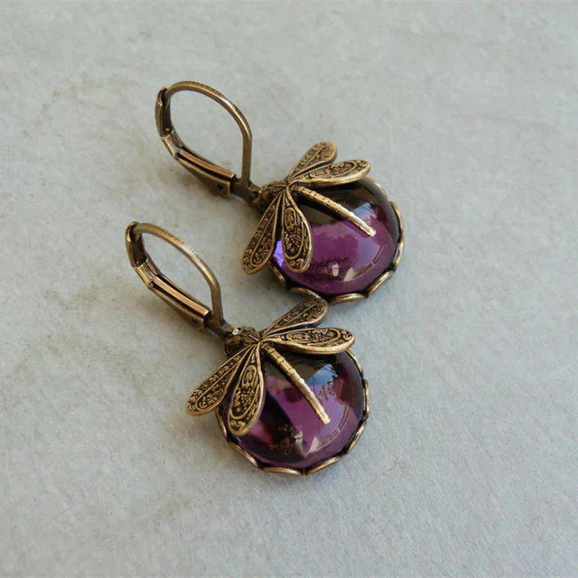 Antika Guld Dragonfly Earrings