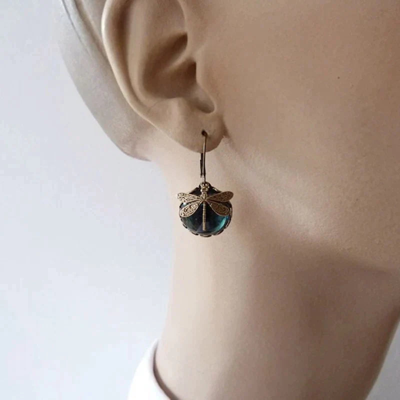 Antika Guld Dragonfly Earrings