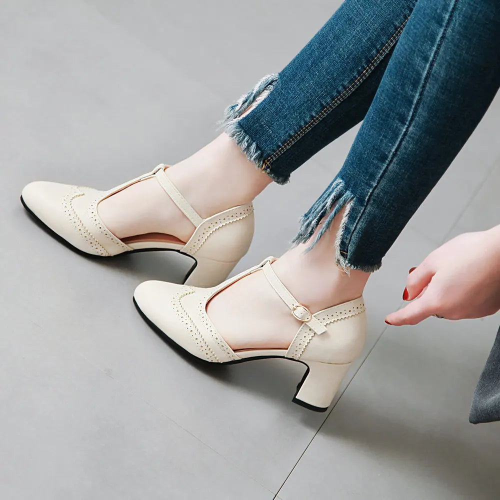 Aimy - Chunky Medium Low Comfortable Heels