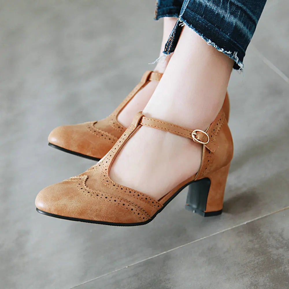 Aimy - Chunky Medium Low Comfortable Heels