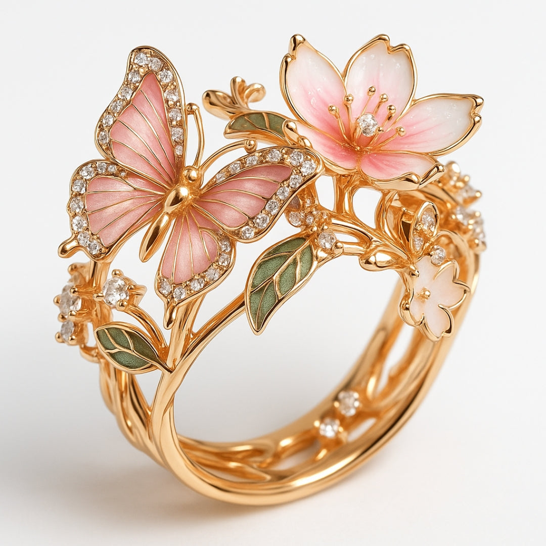 Zirconia Butterfly Ring Natural Light