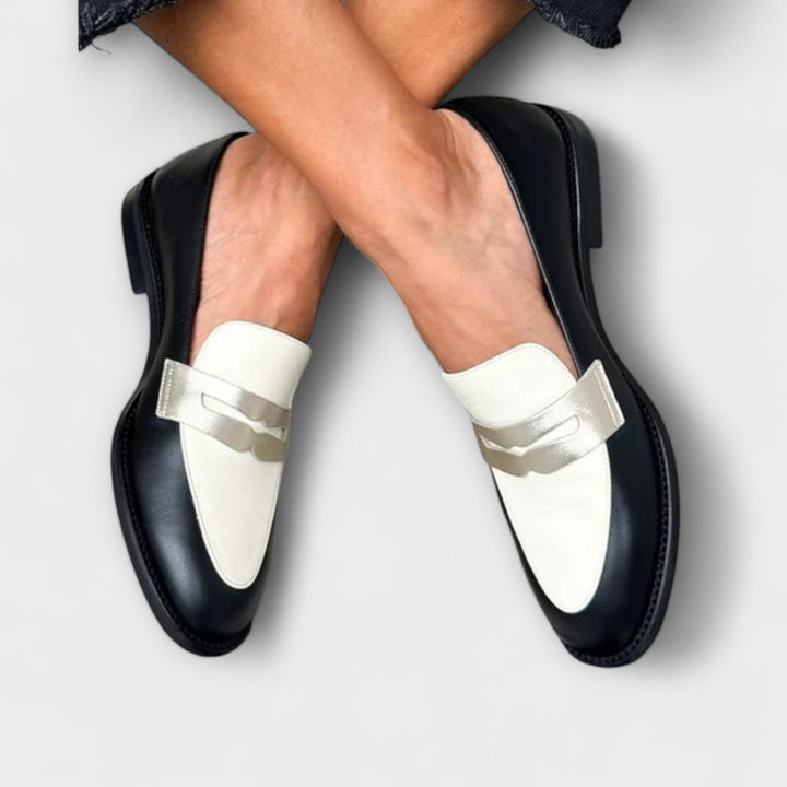 Lovisa™ | Black Loafers with Metallic Shine