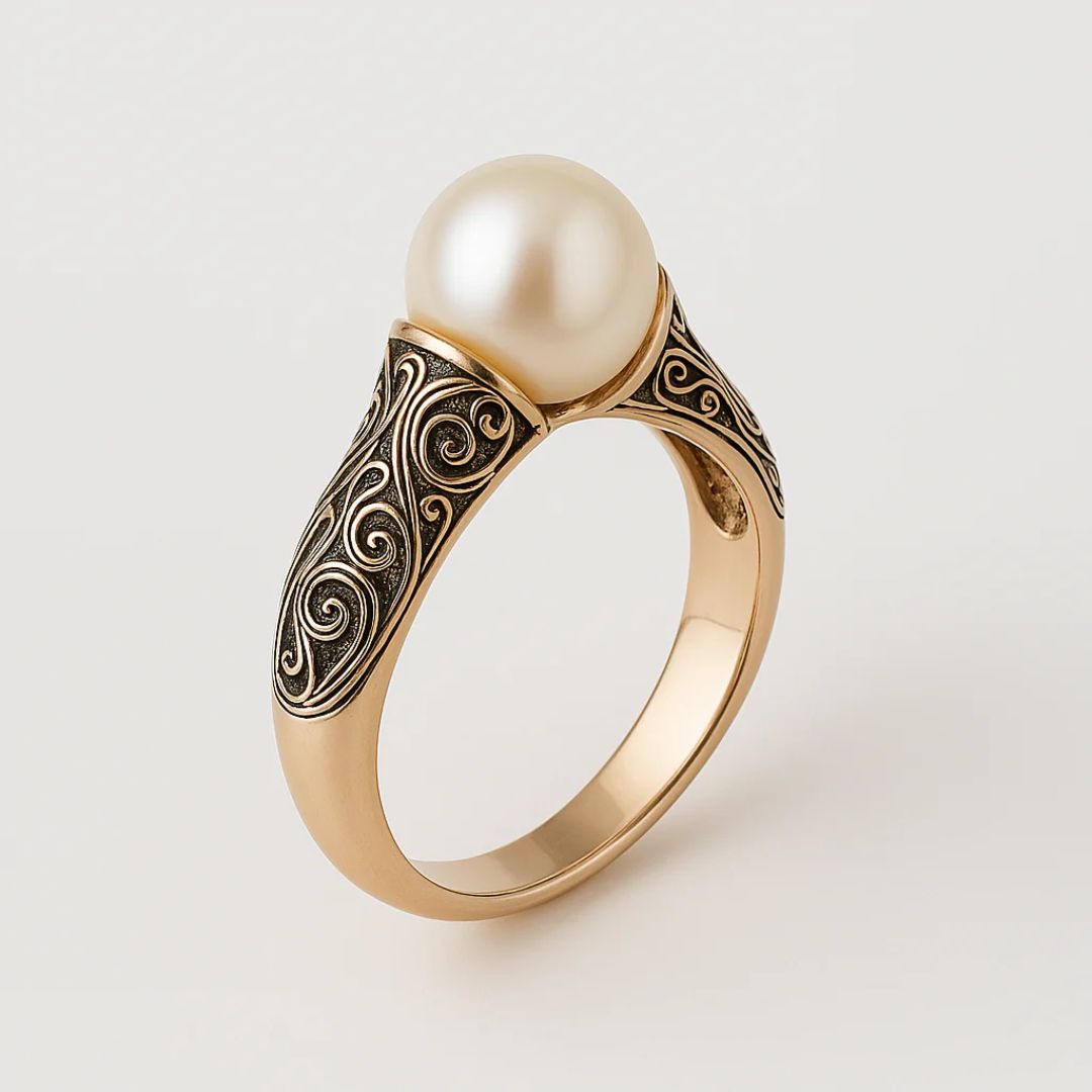 Vintage gold ring with pearl