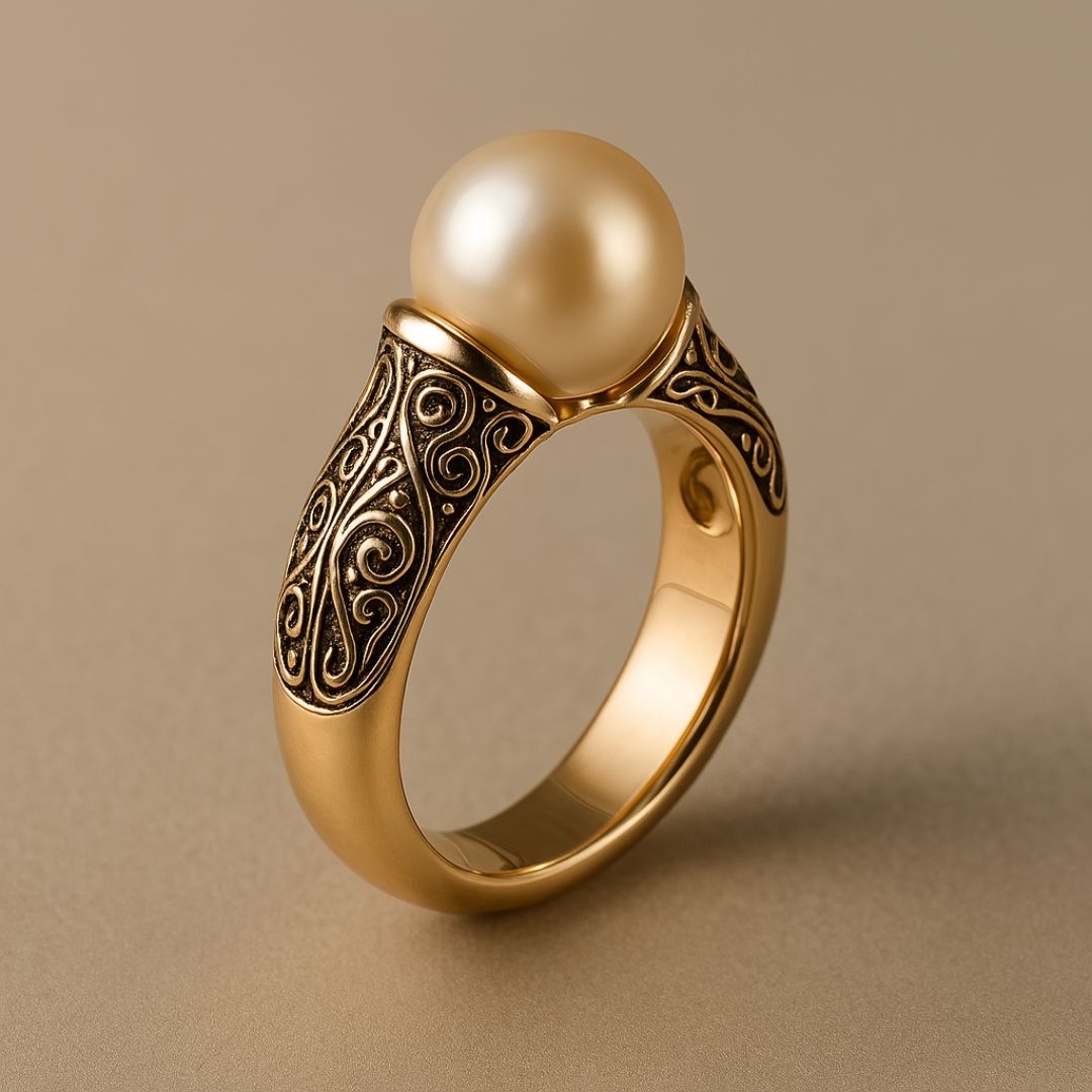 Vintage gold ring with pearl