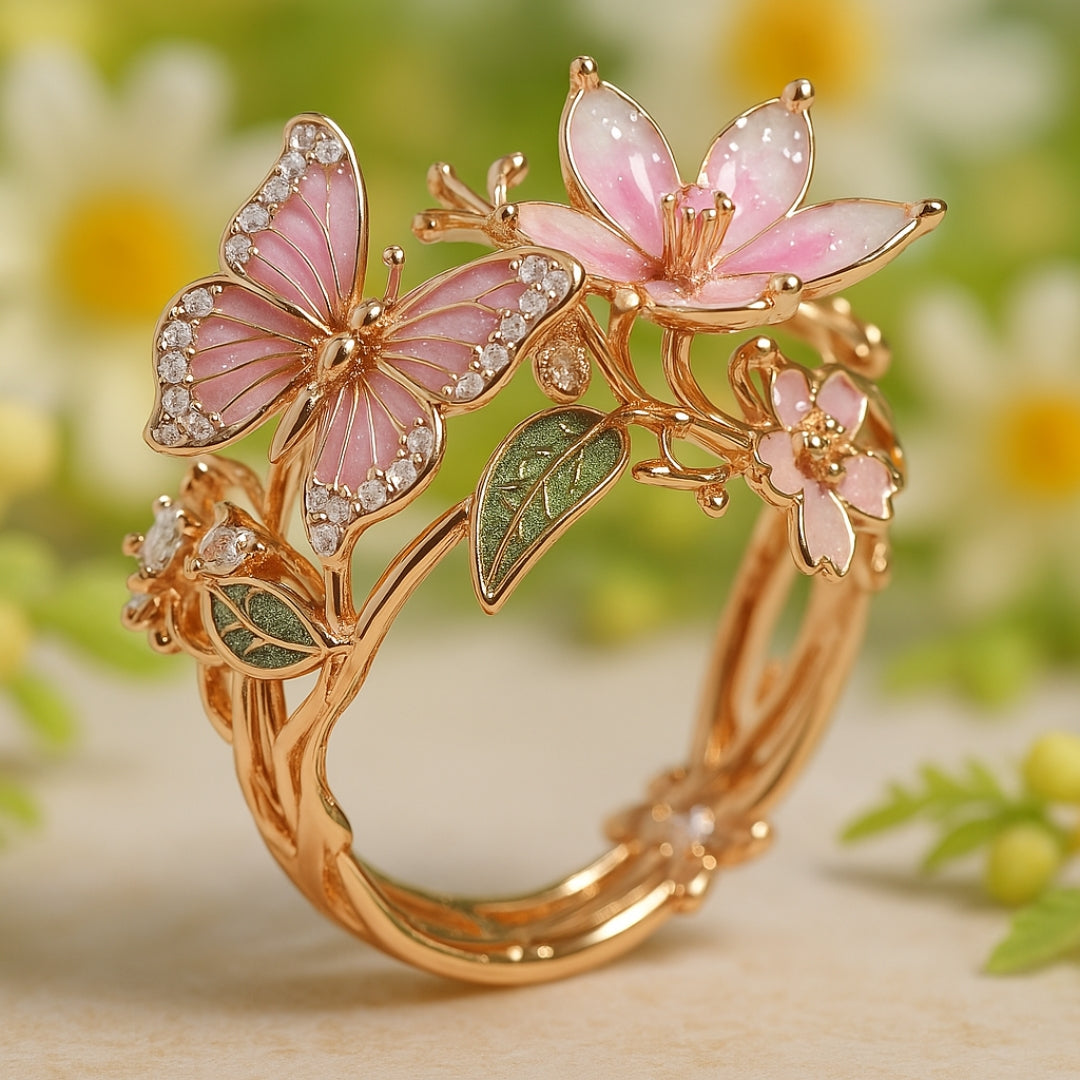 Zirconia Butterfly Ring Natural Light
