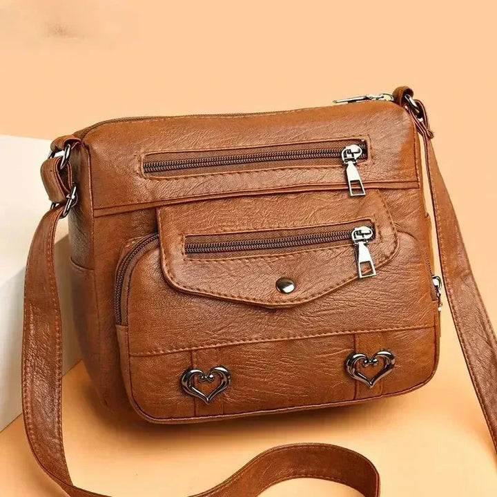 Lux - Trendy Heart Accent Crossbody Bag