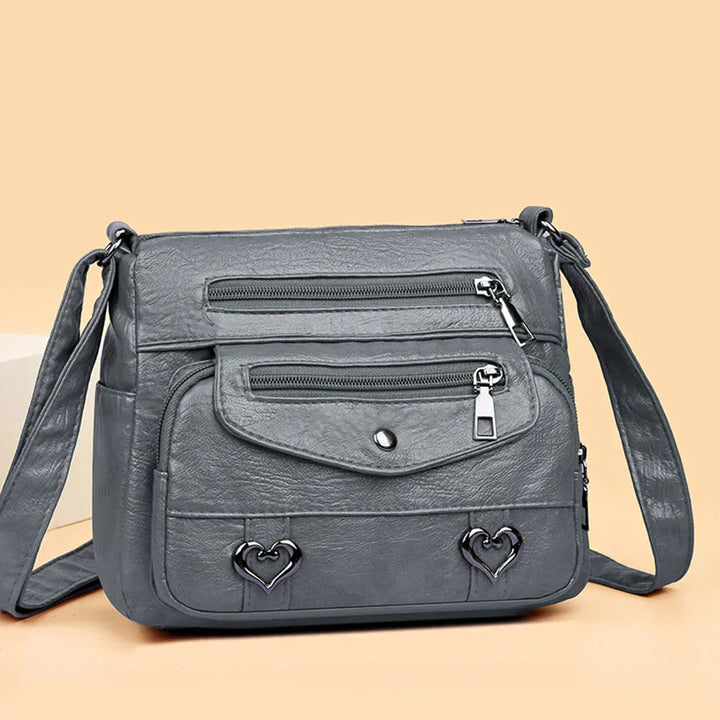 Lux - Trendy Heart Accent Crossbody Bag
